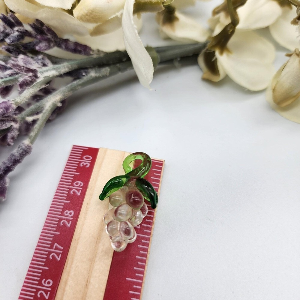 Vintage Clear Glass Grapes and Leaves Pendant Statement Blown Glass - Picture 6 of 6